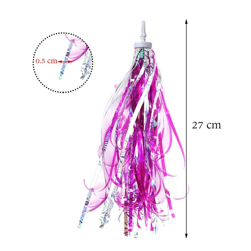 DELIGHTBOX Kids Bicycle Bike Handlebar Scooter Streamers Sparkle Tassel Ribbon for Girls Boys Hot Pink - Image 2